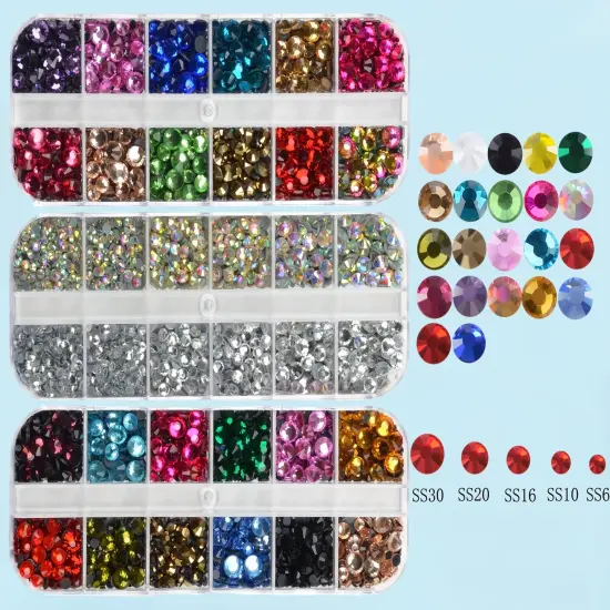 6500pcs+ Flatback Glass Hotfix Iron On Rhinestones Crystal for DIY Making with Tweezer & Picking Pen for Shoes, Clothes, Face Art, Bags, Manicure (2+20Multi-Colors,3&5-Sizes,2&20-colors) {6}