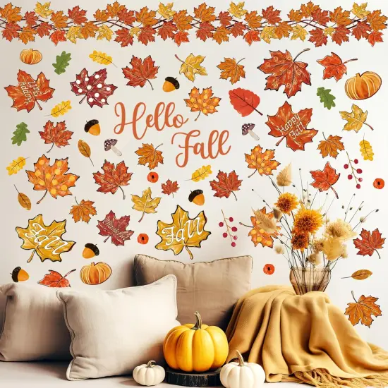 9 Sheet Fall Thanksgiving Wall Stickers {1}