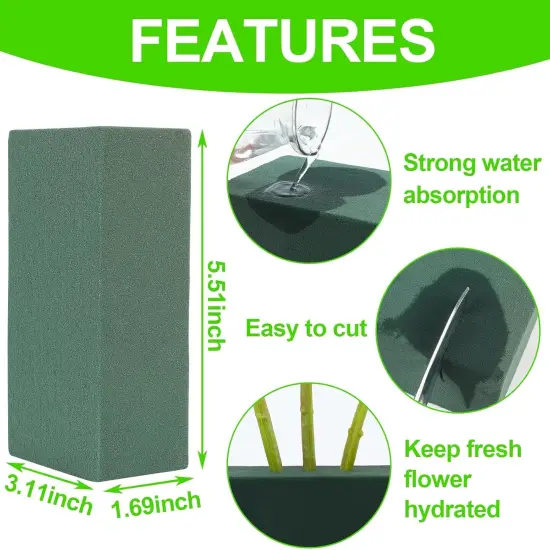 8 Pcs Floral Foam Bricks,Mini Florist Flower Foam Green Blocks Supplies for Fresh and Artificial Flower Arrangements Crafts DIY {3}