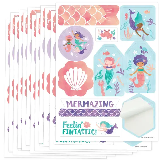 Big Dot of Happiness Mermaid Party Favor Sticker Sheet Sets, Mermaid Birthday Party Favors for Girls - 12 Sheets - 120 Stickers {1}