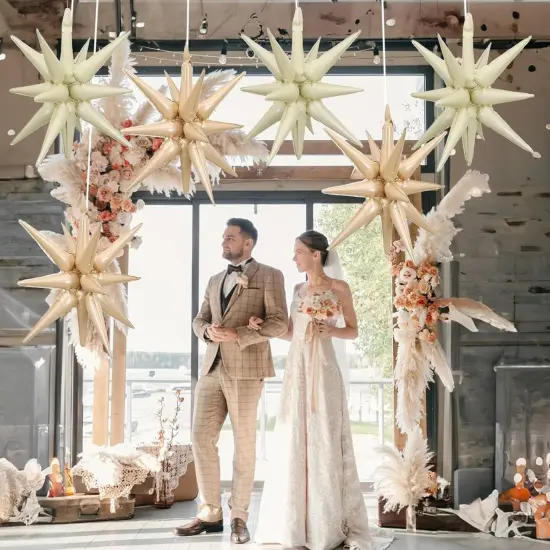 Caramel Star Balloon Foil Balloons Spike Cone Balloon for Birthday Baby Shower Wedding Boho Party Decorations {3}