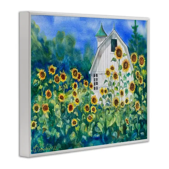 Stupell Industries Tall Sunflowers Country BarnFramed Giclee Art White Frame {3}