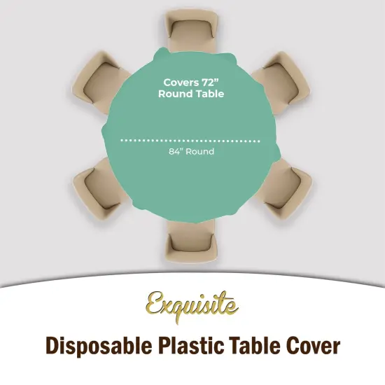 Exquisite Disposable Round Plastic Tablecloths &ndash; 6 Pack 84" Disposable Table Cloths &ndash; Indoor/Outdoor Party Tablecloth &ndash; Round Plastic Table Cover for Events & Party Supplies Mint {3}