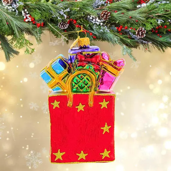 Huras Family 5.25 In Successful Shopping Christmas Tree Ornament , Christmas Decor Hand Painted Keepsake Red {4}