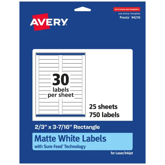 Avery Matte White Rectangle Labels, 2/3" x 3-7/16" {1}