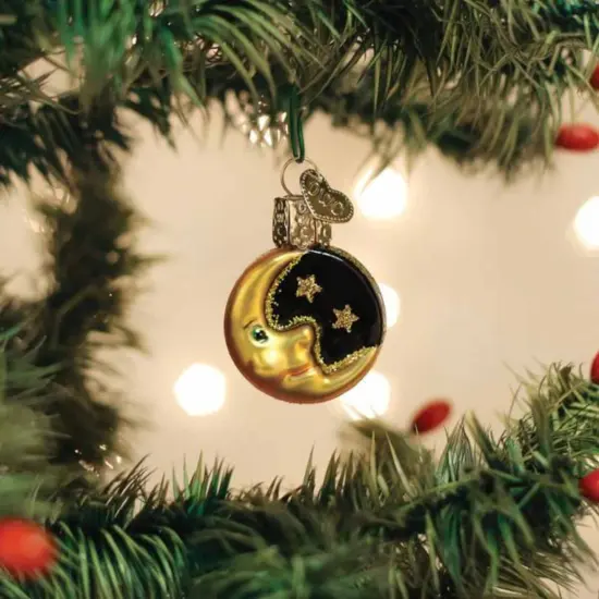 Old World Christmas 1.5 Inch Mini Moon Tree Ornament , Gumdrops Collection Stars Gold {3}