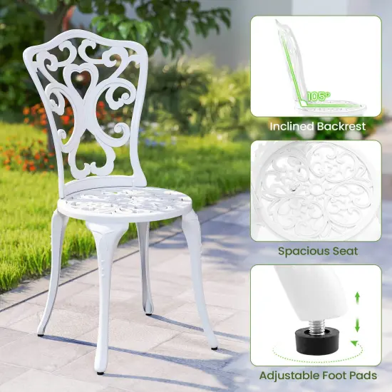 Costway 3 PCS Patio Bistro Set with Umbrella Holes Outdoor Bistro Set for Front Porch White/Green {5}