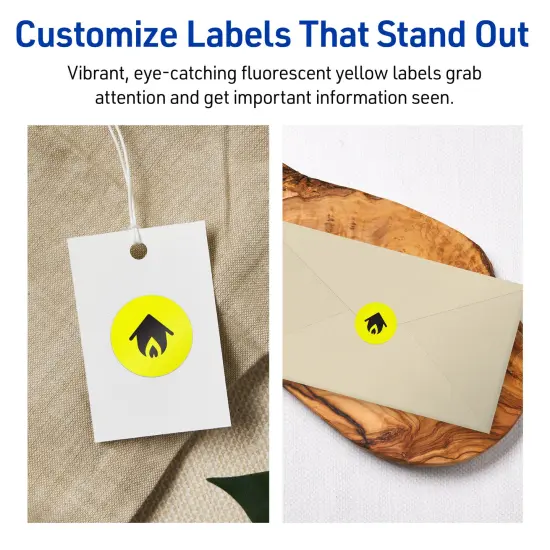 Avery Neon Yellow Paper Labels, 0.75" Diameter Round {3}