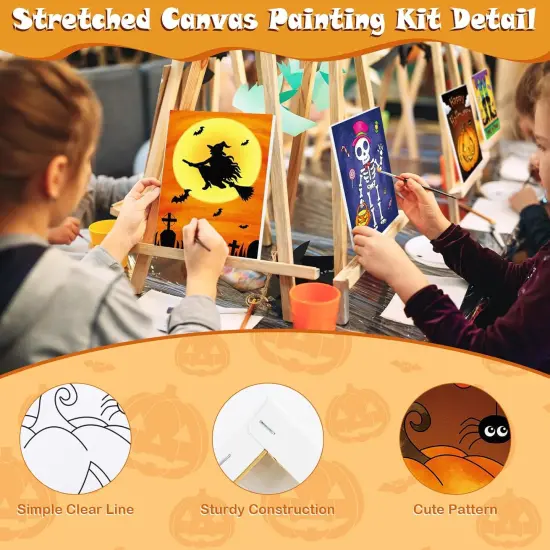 72 Pieces Pre Drawn Canvas Kit 8" x 10" Paint and Sip Kit for Adults(Halloween) {5}