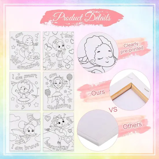 6 Pieces Black Girl Pre Drawn Canvas for Painting 8 x 10 Inch(Black girl) {4}