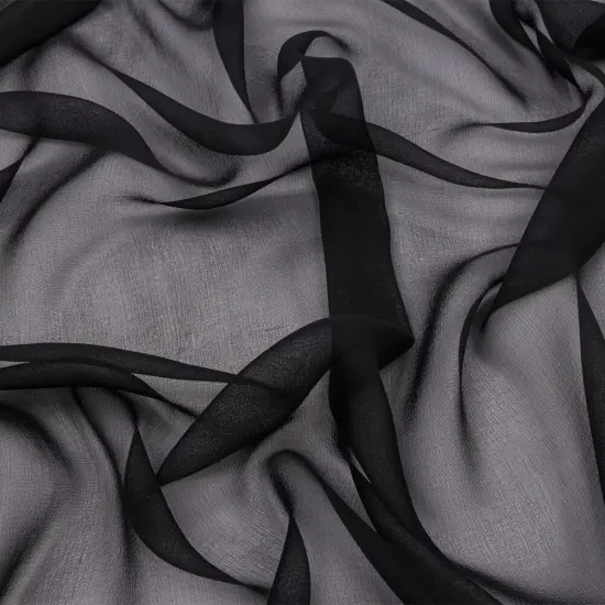 1 Yard Black Silk Chiffon Premium Lightweight Designer Fabric for Fashion Projects 54 inch Width {1}