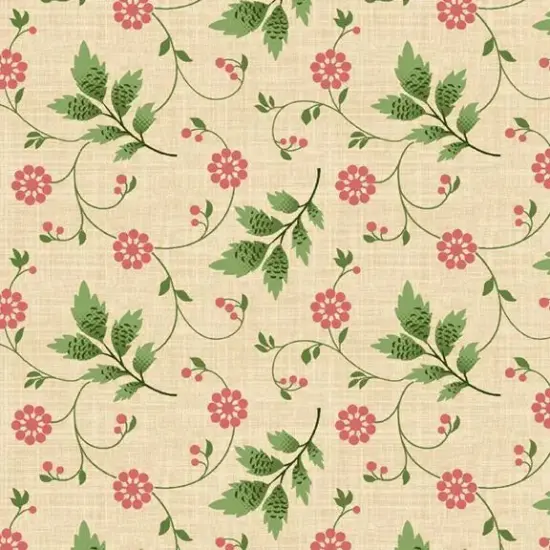 Multi Cream Floral Vine Cotton Wideback Fabric per yard {1}
