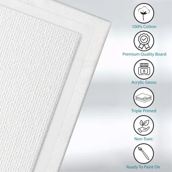 KEFF Canvas Boards for Painting - 10x10 6-Pack Bulk Canvas Panels, 100% Cotton Triple Primed Large Canvases for Art Painting Supplies, Acrylic, Oil, Watercolor & Tempera {5}