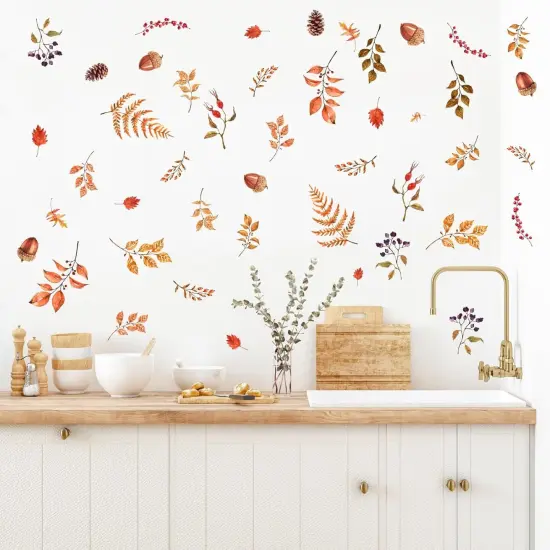 Vintage Leaves Wall Decals - Orange&Green {2}