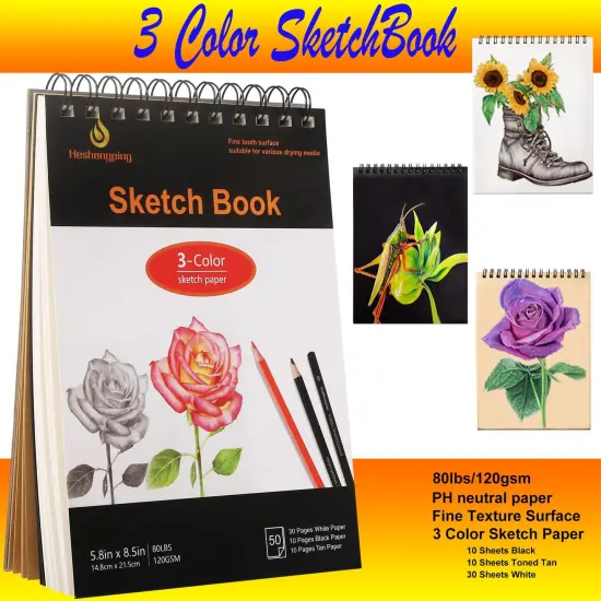 Sketch & Drawing Art Pencil Kit 52 Piece Set, 24 Color Pencil for Coloring Books, Pencil of Graphite & charcoal, 3-color Sketchbook, coloring book Etc, Art Supply Ideal for Adult Student Beginner Teen {5}