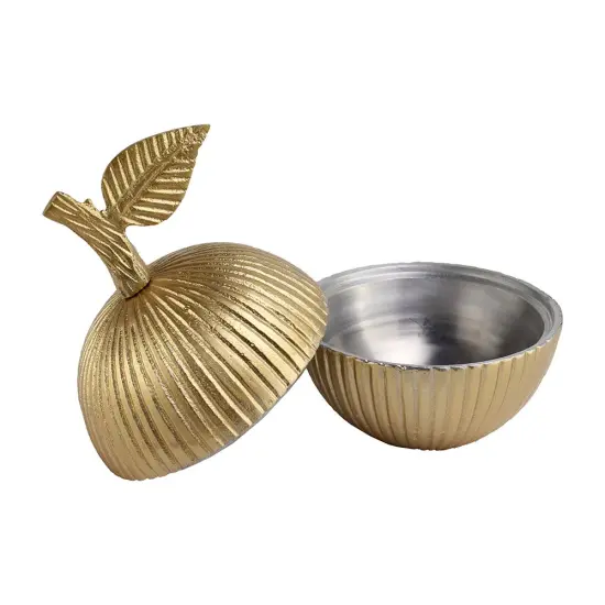 Aluminum Gold Textured Apple Shaped Honey Dish {2}