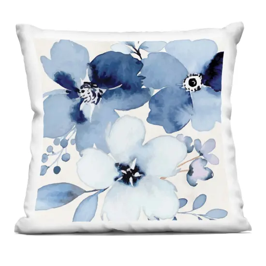 Stupell Industries Modern Blue Flower Blossoms Indoor Pillow, 18 x 7 x 18 {1}