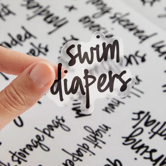 Talented Kitchen Baby & Nursery Labels &ndash; 232 Script Kids Bedroom Storage Labels for Dressers, Toys, Stuff, Closet, Changing Table Organization Black {5}