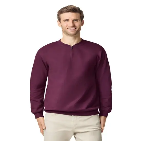 Gildan&reg; Unisex Softstyle Midweight 1/4 Zip Long Sleeve Sweatshirt Maroon {1}