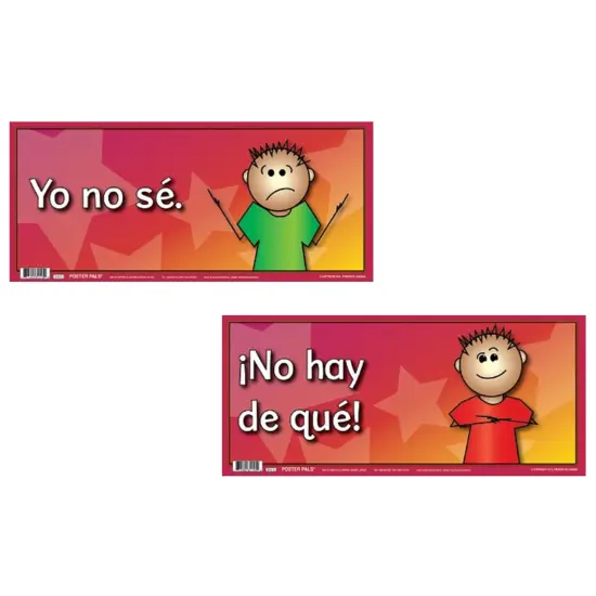 Poster Pals Spanish Educational & Language Teaching Anchor phrase Posters, colorful charts, Classroom Decoration and instruction, 12 Poster Set {7}