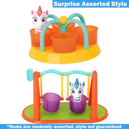 Zoonicorn: Playground Mini Playset - Surprise Assorted Style - Swing Set OR Merry Go Round & A Zoonicorn Character Figurine, Miniature Toy, Kid Age 3+ {3}