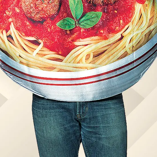 Spaghetti and Meatballs Adult Costume Halloween Food Tunic Chef Hat Funny Group Party Outfit {6}