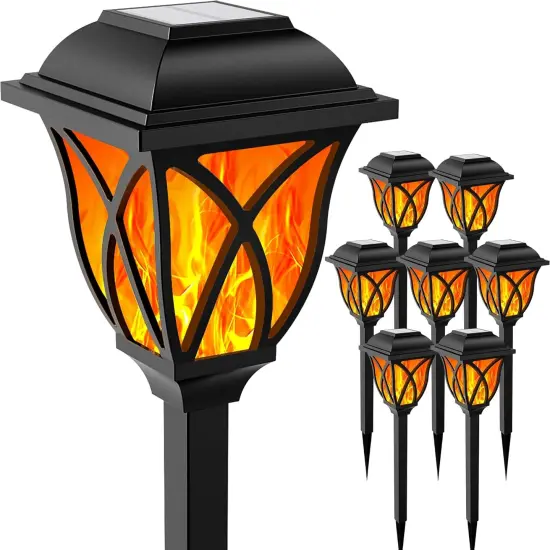 Solar Flickering Flame Outdoor Lights - 8 Pack Warm White {1}