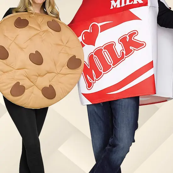 Milk and Cookie Adult Couples Costume Set Food Tunics Funny Halloween Party Outfit {5}