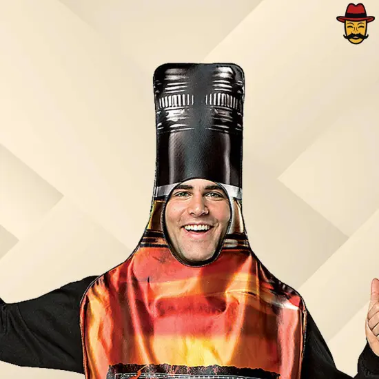 Whisky Bottle Get Real Adult Costume Halloween One Piece Tunic Funny Party Beverage Outfit {3}