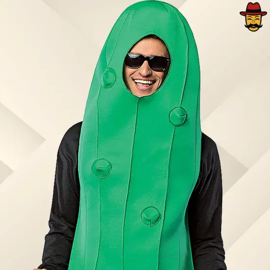 Adult Pickle Costume Funny Green Food Tunic Halloween Party Outfit {3}