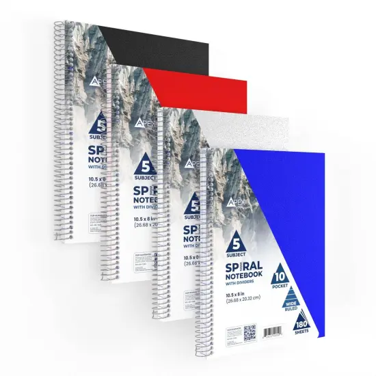 Spiral Notebook 5-Subject Wide-Ruled &ndash; 180 Sheets &ndash; 24 Ct {3}