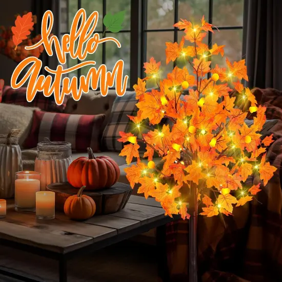 4 Ft Fall Decor Artificial Lighted Maple Tree {5}