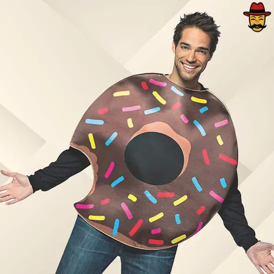 Adult Doughnut with Bite Costume Funny Pastry Tunic Sprinkles Halloween Party Outfit {4}