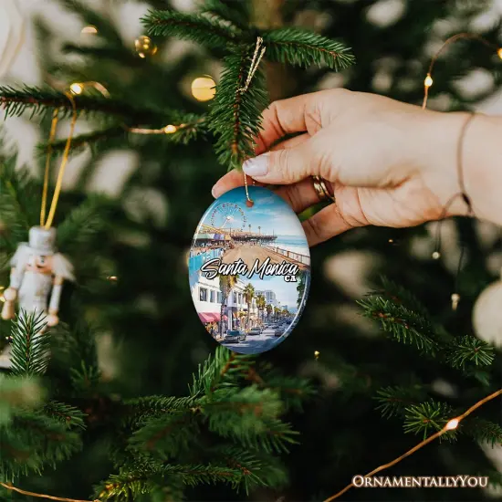 Santa Monica Resort Town Ceramic Ornament, California Coastal Christmas Souvenir and Decoration {7}