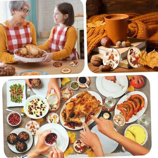 8 Pcs Fall Diamond Art Kits Thanksgiving Diamond Coasters {2}