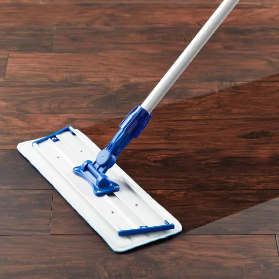 10-Pack Microfiber Mop Pads - Reusable and Washable Replacement Flat Heads for Cleaning Hardwood Floor (16.5 in, Blue) {3}