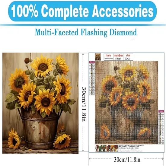 Sunflowers Diamond Painting Kits for Adults,5D Sunflower Flowers Diamond Art Kits for Beginners,DIY Full Drill Diamond Gem Art with Painting Kits for Home Wall Decor 12 x 12 Inch {4}