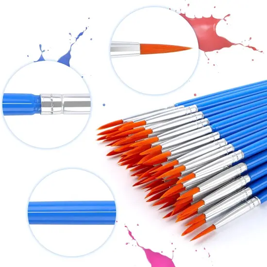 60 Pcs Round Paint Brushes,Small Brush Bulk for Detail Painting {2}