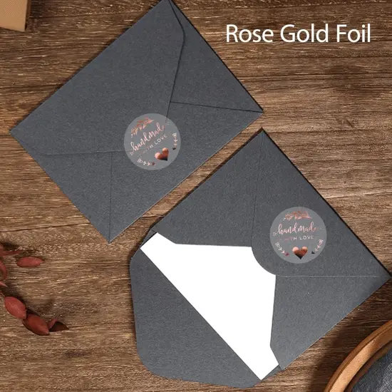 Rose Gold Foil Stickers Handmade With Love Foil Transparent Labels Small Business Stickers Craft Labels, 100 Pcs/Lot, 1.6 inch {2}
