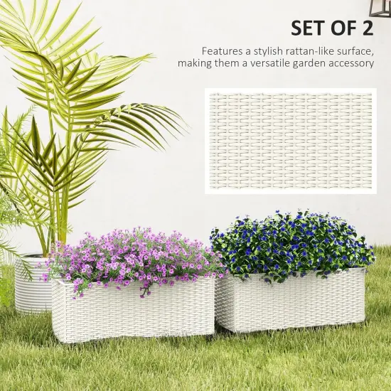 Set of 2 Stackable Rattan Plant Stands White {6}