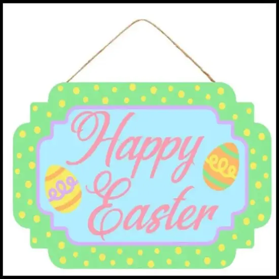 MDF Happy Easter with Eggs Sign - Festive Spring Decoration-AP8298 {2}