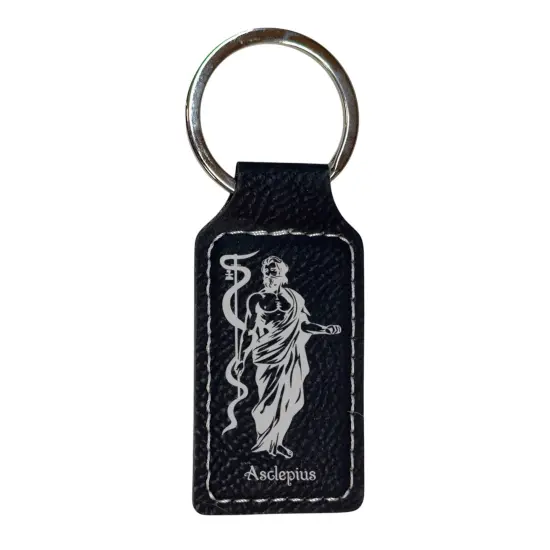 Keychain - Rectangle - Asclepius - Leather Pink/Black {2}