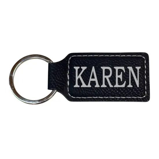 Keychain - Rectangle - Karen - Leather Rustic/Gold {3}