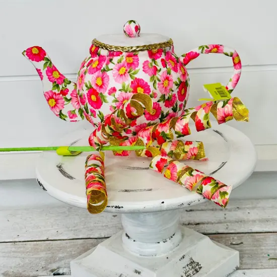 63202PK -H6xW10 Pink Foam Tea Pot Wreath Attachment {6}