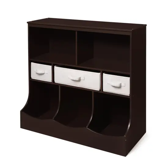 Badger Basket Combo Bin Storage Unit with Three Baskets Espresso/Ecru {1}