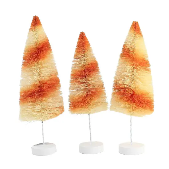 Bethany Lowe 12.0 Inch Orange Stripes Delight Trees Halloween Decorative Tree Set , Halloween Decor Bottle Brush Trees {3}