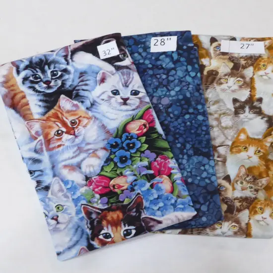 Kitties and Blue Fabrics 2yd 17in Last the Best End of Bolt {1}