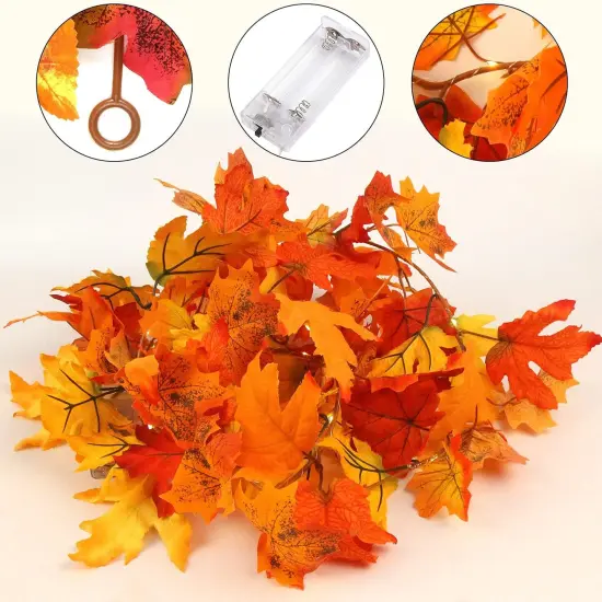 Fall Decorations Maple Leaf Garland String Lights {2}