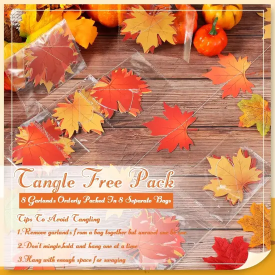 8 Pcs Fall Maple Leaves Hanging Garland - Maple Leaves {2}