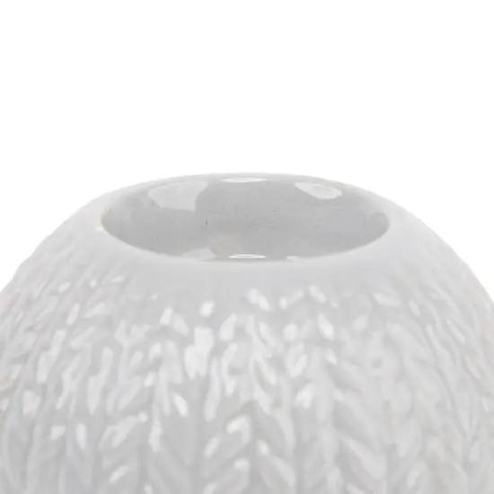 Northlight Ceramic Cable Knit Christmas Candle Holder - 3.75" - Gray {5}
